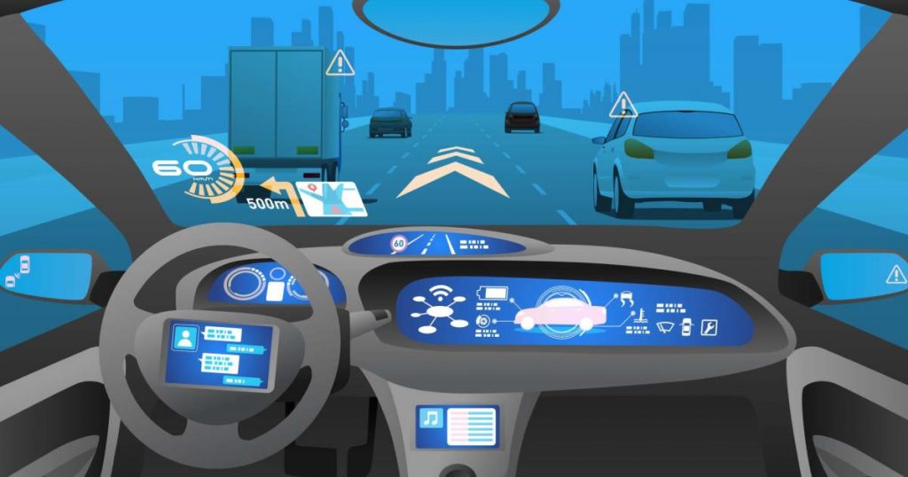 Önvezető autó műszerfala. Az autóiparban újabban az üzleti intelligencia és az adatelemzés kap főszerepet.